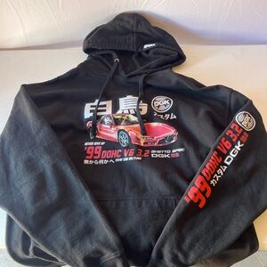 Black Graphic Hoodie with Red Car Design